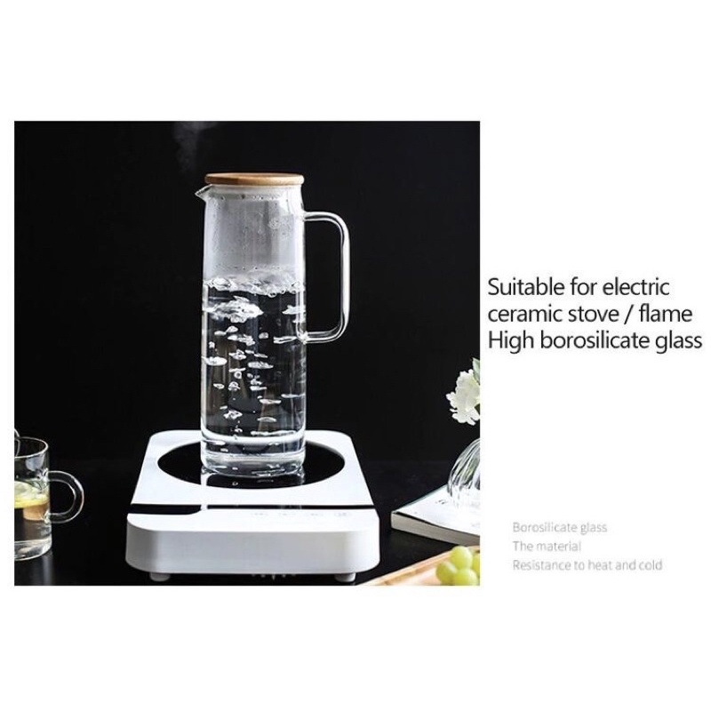 Bình nước detox, bình trà thuỷ tinh nắp gỗ, nắp inox cao cấp 1000ml- 1500ml-1800ml, ly/ cốc thuỷ tinh