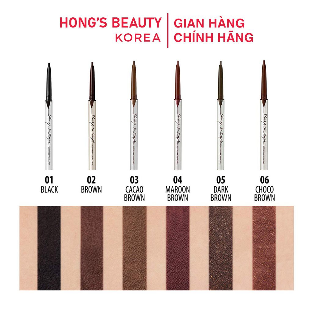 Chì Kẻ Mắt Clio Sharp So Simple Lâu trôi, chống thấm mồ hôi, giữ đường kẻ không kem - CHÍNH HÃNG HONGS BEAUTY