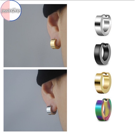 Khuyên tai tròn bằng thép không gỉ phong cách EXO punk hip hop