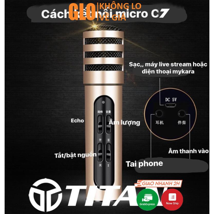 Trọn Bộ Micro C7 Thu Âm, Livestream Trên Điện Thoại- Cực Hay, Cực Đẹp, Phù Hợp Mọi Loại Điện Thoại Android Và IOS