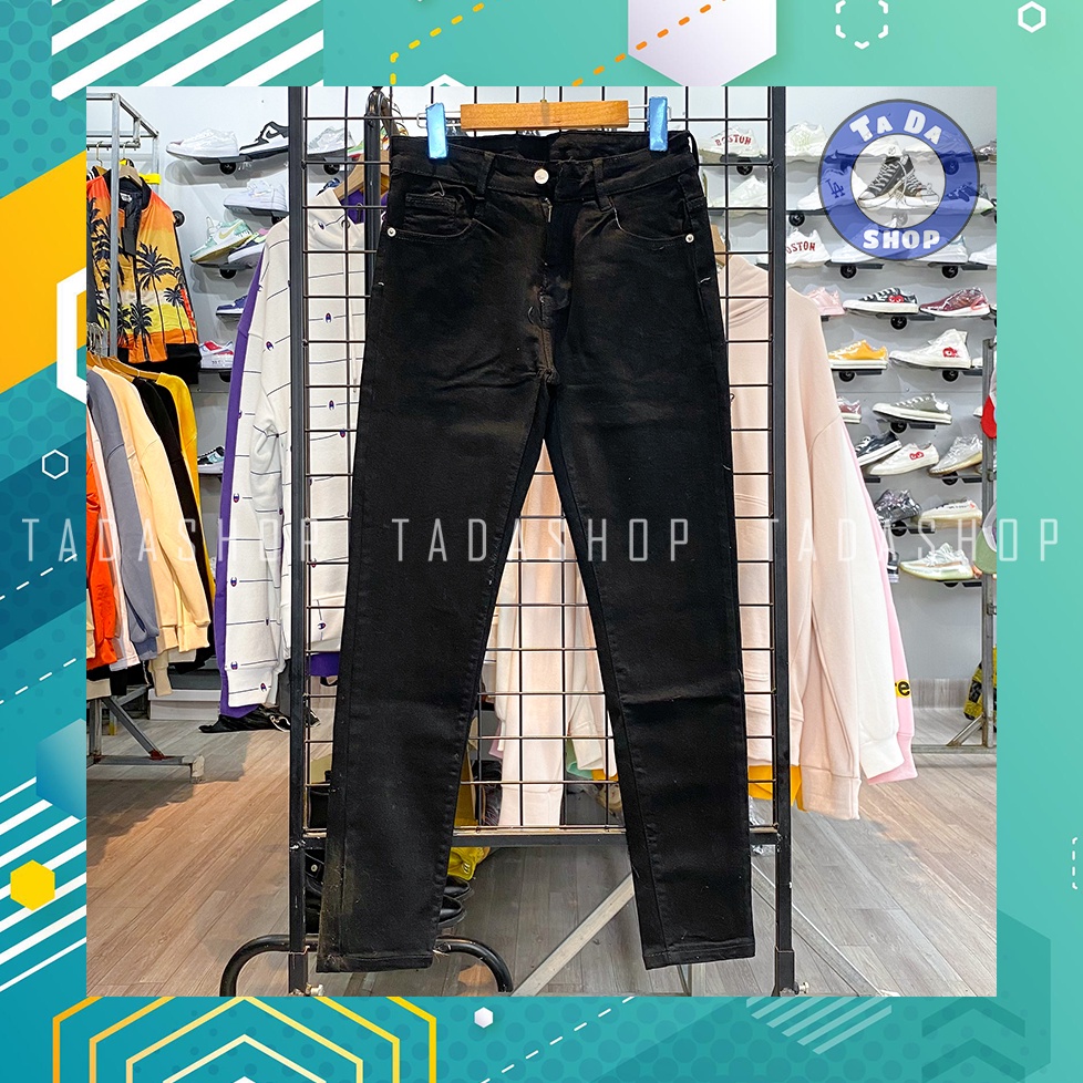 Quần jeans đen trơn Quảng Châu chuẩn đẹp loại 1 full tag mác