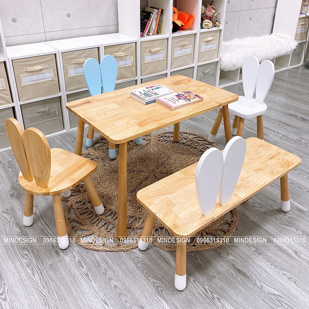 Bàn gỗ học cho bé, bàn chơi, bàn ăn đa năng Mindisgn,cho bé mẫu giáo, tiểu học 100% gỗ sồi kết hợp gỗ Thông nhập khẩu!