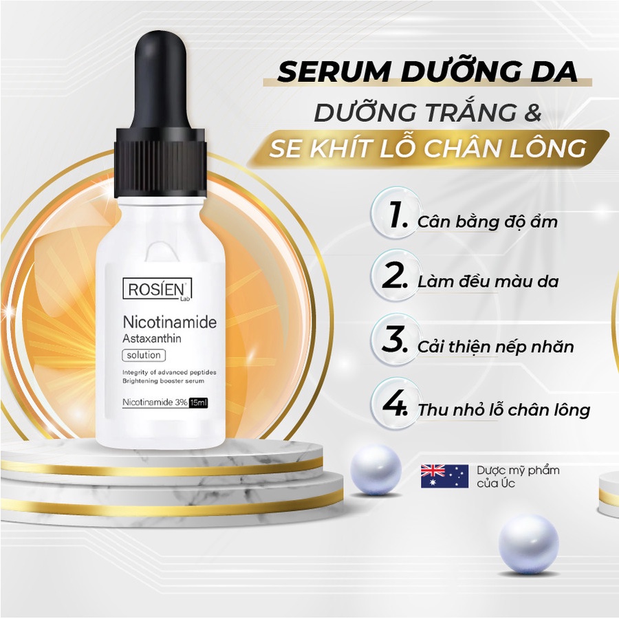 Serum phục hồi, se khít lỗ chân lông - Rosien Nicotinamide Astaxanthin Solution 15ml