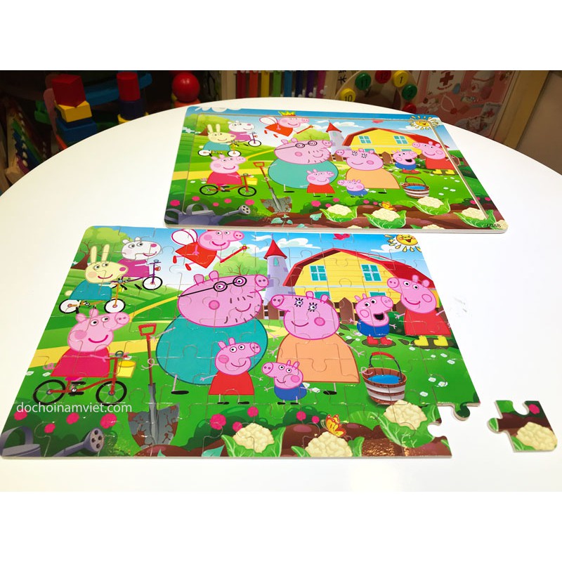 Tranh ghép mảnh các nhân vật hoạt hình phim Heo Peppa, Peppa Pig, Puzzle gỗ