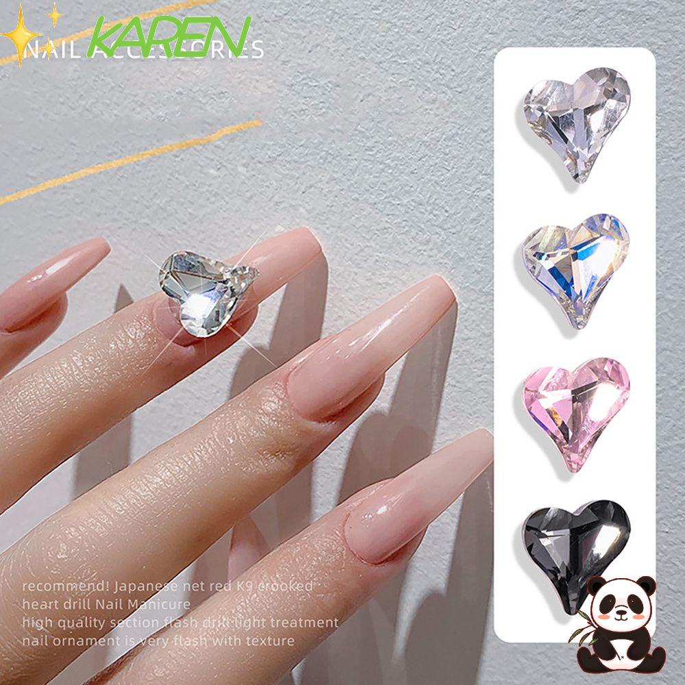 Phụ Kiện Trang Trí Móng Tay Nghệ Thuật Kiểu Mới DIY|Mũi Khoan Hình Trái Tim/Quả Đào/Trái Tim 3D Lấp Lánh Nhiều Màu Sắc