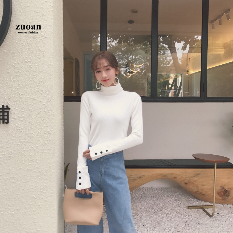 SUXI Áo Len Dài Tay Cổ Cao Thiết Kế Mới Thời Trang Mùa Thu Theo Phong Cách Hàn Quốc Cho Nữ