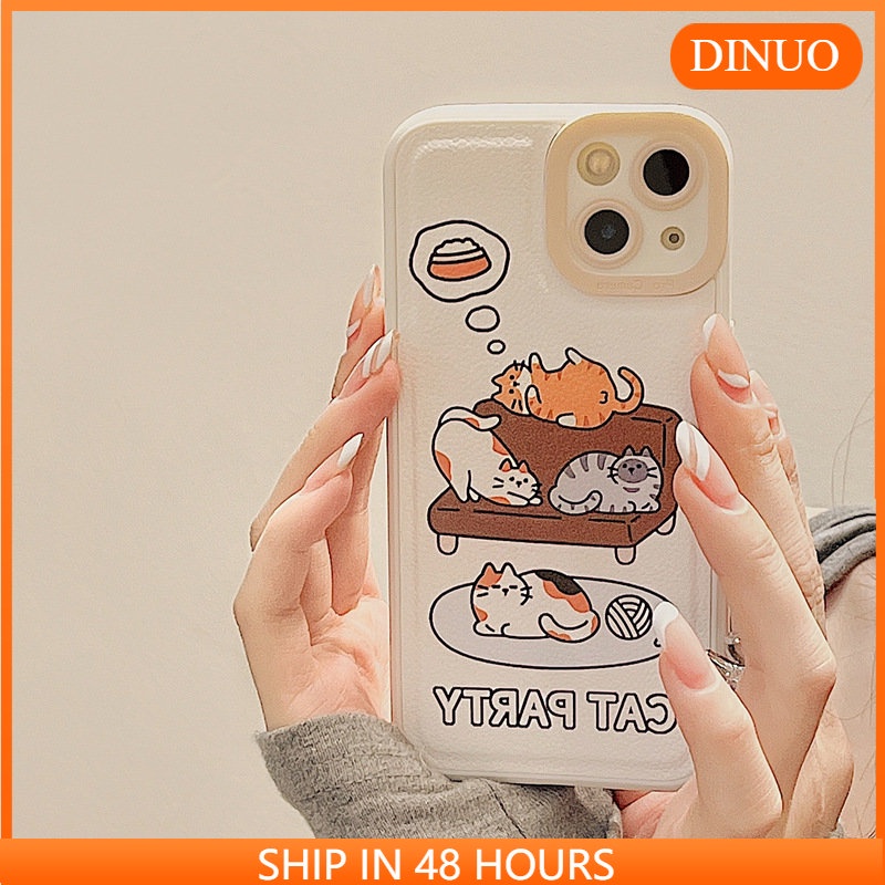 Ốp lưng iphone Ốp Điện Thoại Da Họa Tiết Mèo Xinh Xắn Dành Cho iphone7 / 7plus / 8 / 8plus / xs / 11 / 12 / 13 / pro / max / plus / promax Dinuo case