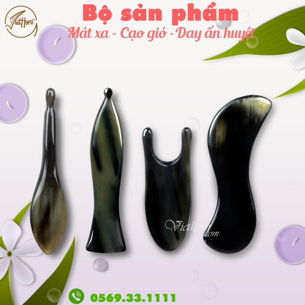 COMBO 4 sản phẩm massage bằng sừng /đánh gió/giải cảm/day,ấn huyệt đạo/chăm sóc làm đẹp VIETHORN