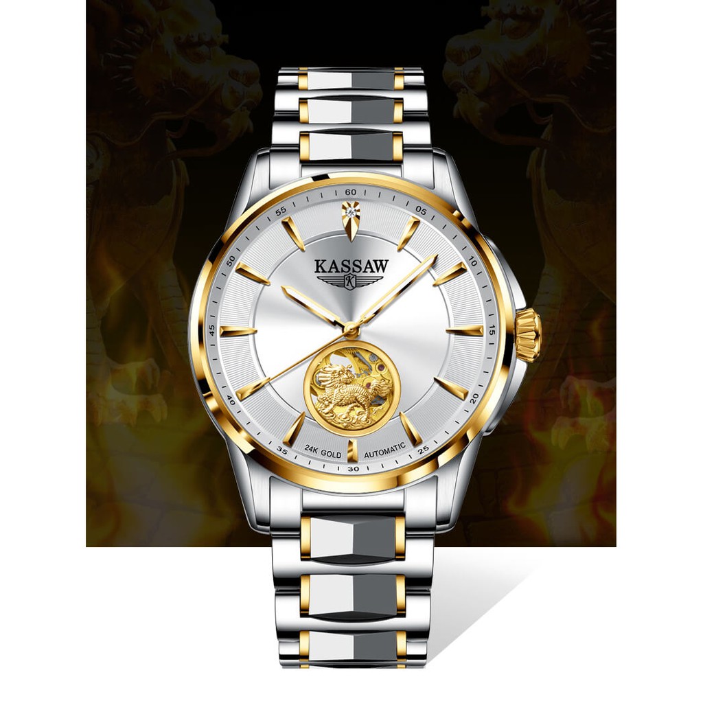 Đồng hồ nam chính hãng KASSAW K700-1 Kính sapphire ,chống xước,Chống nước ,BH 24 tháng,Máy cơ (Automatic) ,dây kim loại