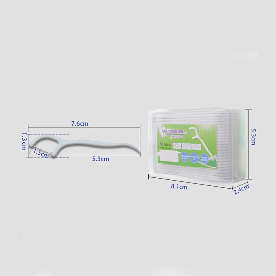 [Chuyên Sỉ] Tăm Chỉ Nha Khoa Macromolecule -  Tăm Xỉa Răng Tiệt Trùng Vệ Sinh Răng Miệng Chất Lượng Cao - Hộp 50 Cái