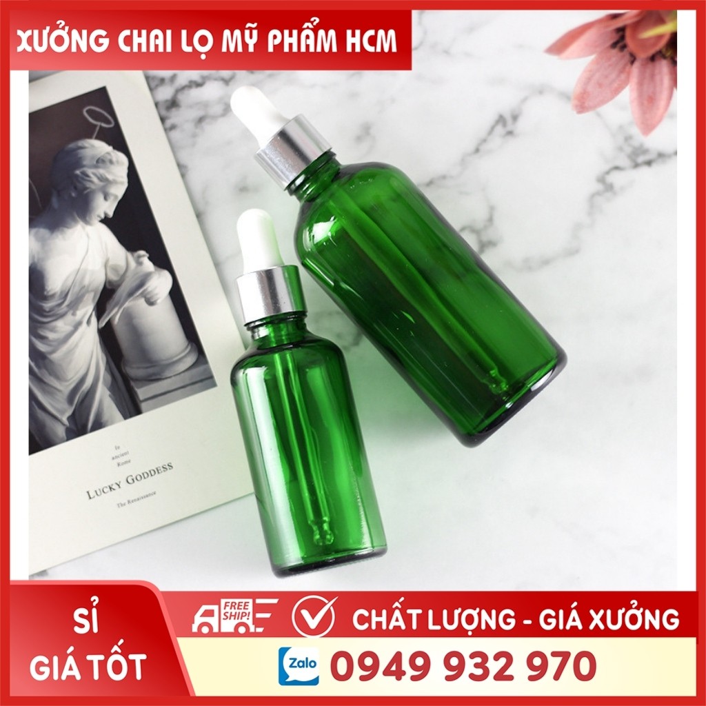 Lọ Chiết Serum ️ Lọ Chiết Mỹ Phẩm Thủy Tinh Nắp Bóp Nhỏ Giọt Khoen Bạc 50ML/100ML Dùng Đưng Tinh Dầu,, Kem Dưỡng