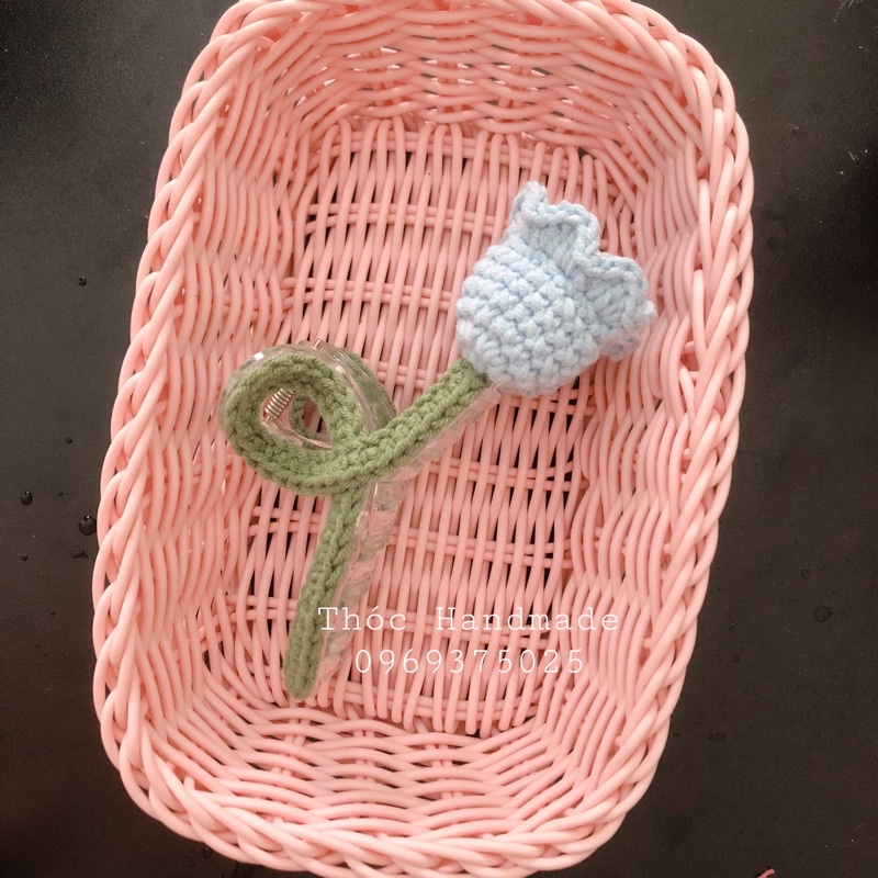 Kẹp tóc hình bông hoa bằng len handmade xinh xắn