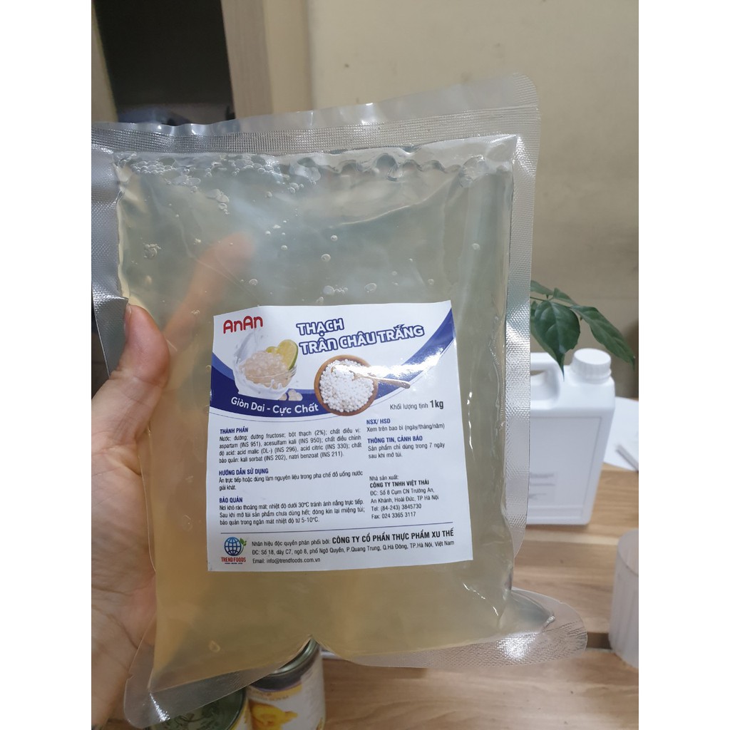 [Mã SKAMPUSHA9 giảm 8% đơn 250K] Thạch 3q trắng gói 1kg - trân châu ngọc trai loại 1kg tiện dụng