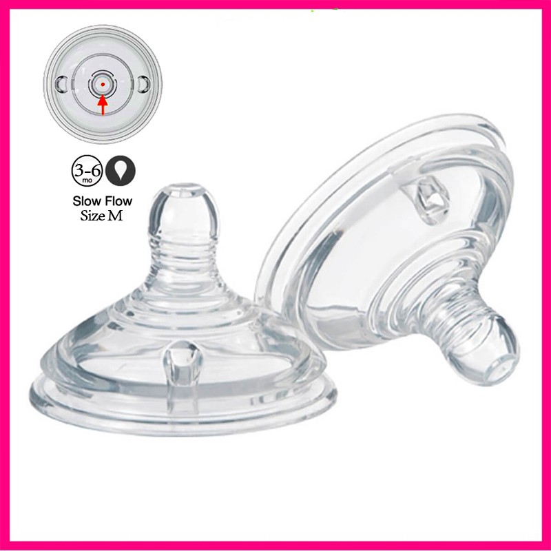 TOMMEE TIPPEE Núm Vú Giả Rộng 6cm Bằng Silicon Chống Tràn Tiện Dụng Cho Bình Sữa Em Bé