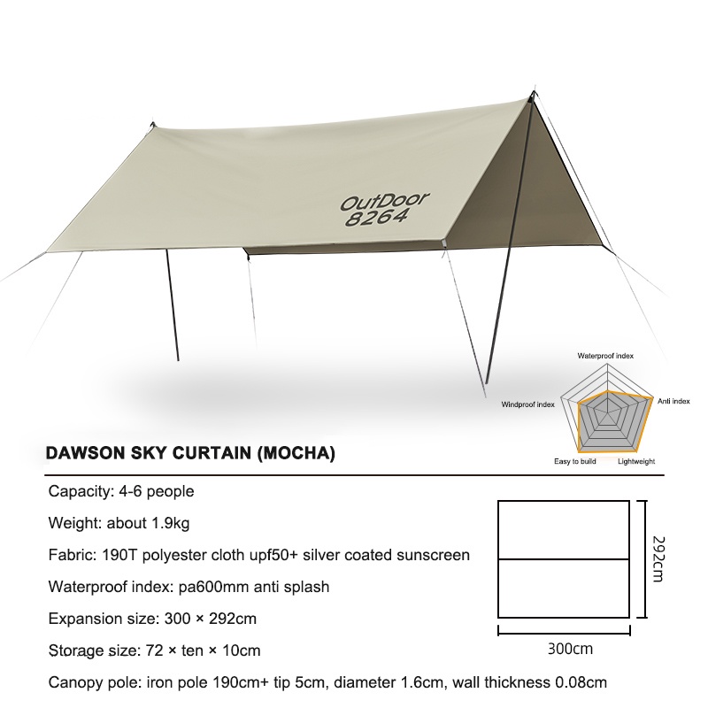 Tấm mái hiên CAMEL CROWN che nắng chống mưa ngoài trời dáng vuông kích thước 3x3m tiện lợi