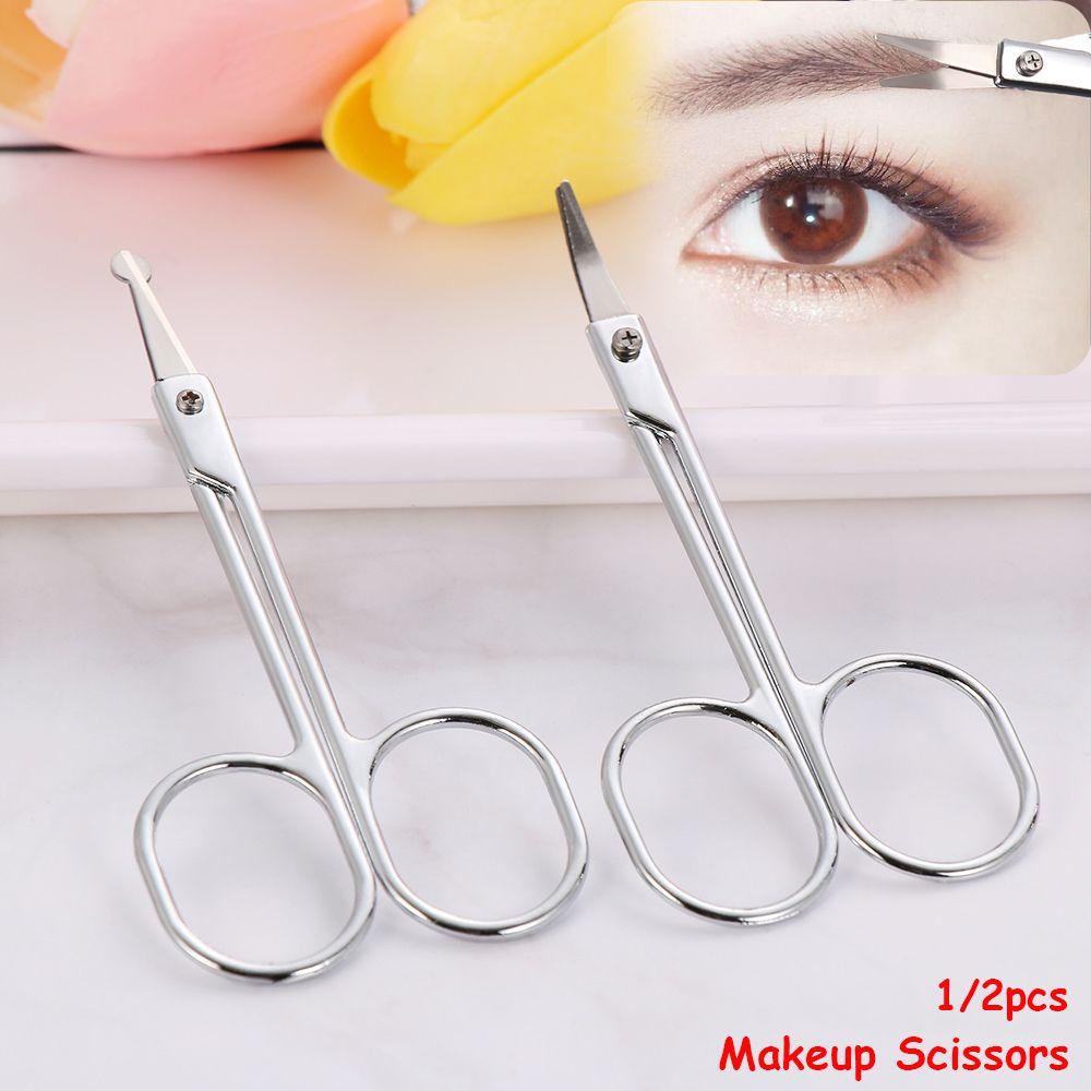 MAXG Kéo Tỉa Lông Mày Đầu Tròn Bằng Thép Không Gỉ Tiện Dụng
