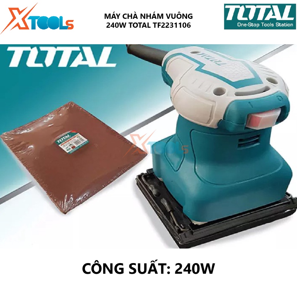 Máy chà nhám vuông TOTAL TF2231106 máy chà nhám 220V-240V/50-60Hz, Công suất 240W, 110mmx100mm, 13000rpm [XTOOLs]