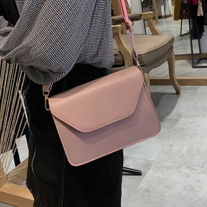 Túi Xách Da Đeo Chéo Màu Trơn Thời Trang Dành Cho Nữ