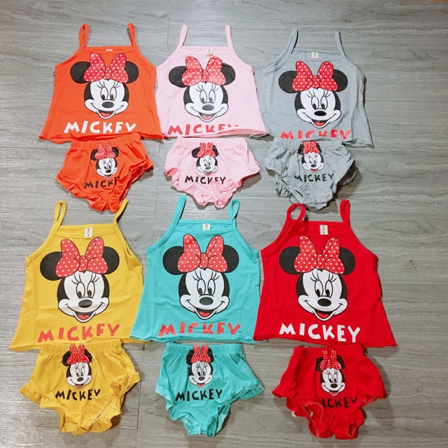 bộ ngủ 2 dây hoạt hình mickeyyy siêu cute cho bé gái