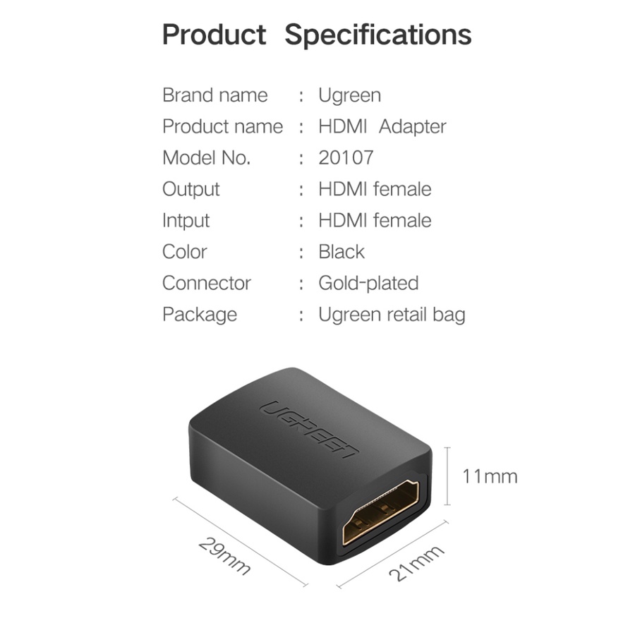 Ugreen Đầu Chuyển Đổi HDMI 4K Sang Cổng Cái 3D 1080P Cho Nintendo Switch HDMI