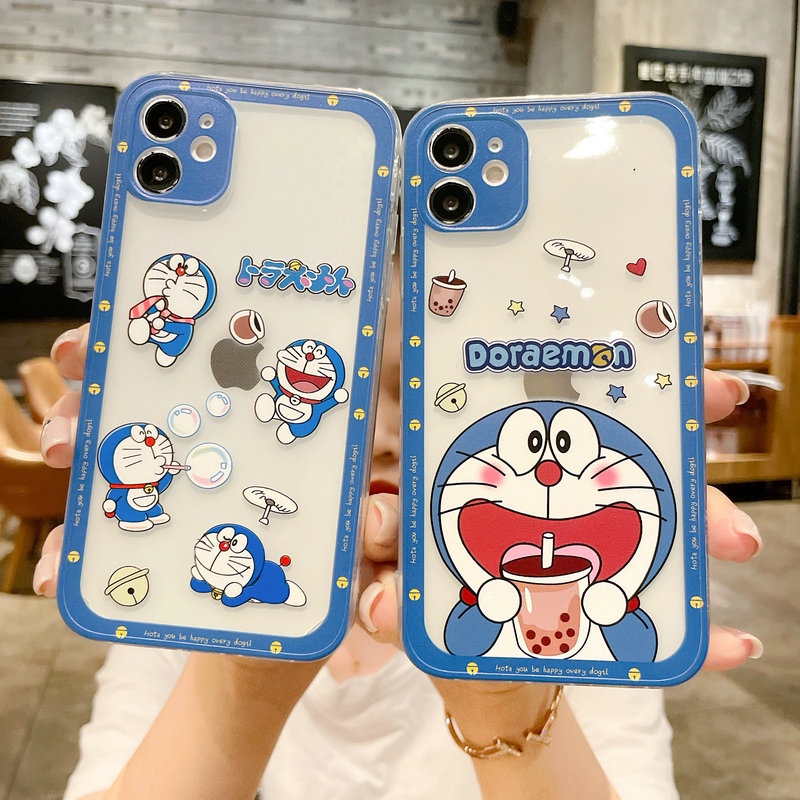 Ốp điện thoại TPU mềm trong suốt hình Doraemon dễ thương cho Compatible for iPhone 13 12 Mini 11 Pro X XR XS Max SE 2020 6 6S 7 8 Plus