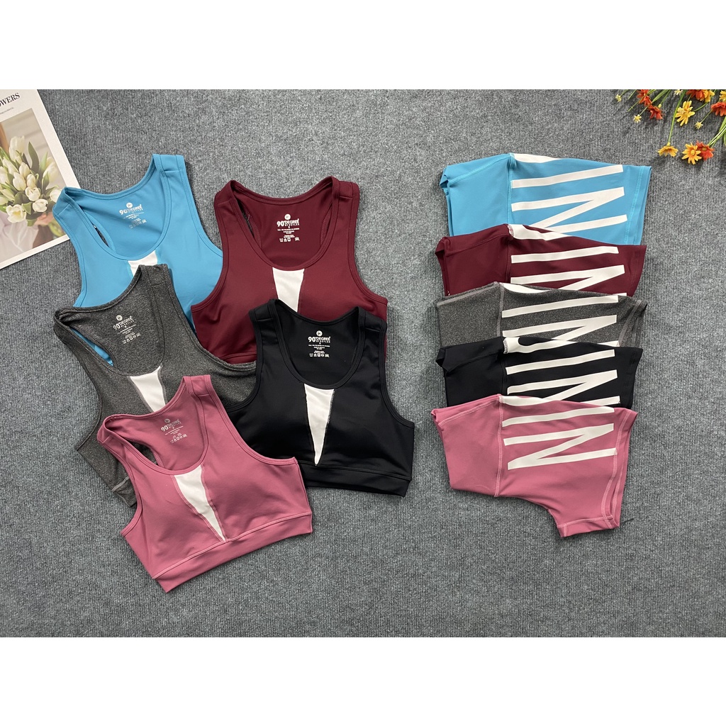 { free ship } Set đùi bra cạp cao ,áo kèm mút tập gym yoga aerobic nữ chất thun lạnh 4 chiều co giãn
