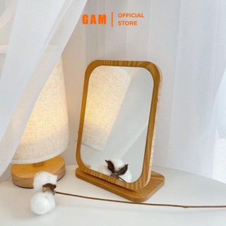 Gương soi để bàn, gương gỗ trang điểm nhỏ gọn tiện lợi decor trang trí bàn kệ - gp120.04