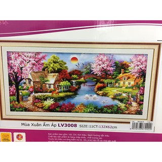Tranh thêu chữ thập phong cảnh tổ ấm hạnh phúc LV3008 E103