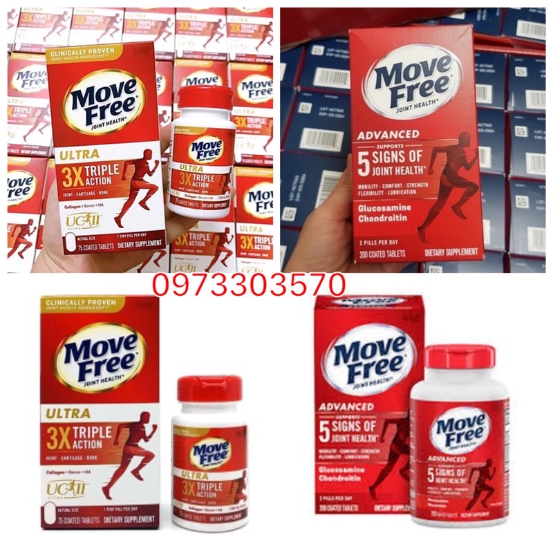 [HÀNG MỸ]date10/2025 Viên Uống Schiff Move Free Ultra 3x Triple Action Hộp 75 Viên ( Hộp đỏ 200viên)