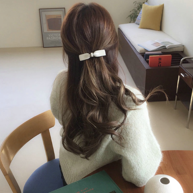 Kẹp Tóc Mái Hình Trái Tim Màu Trắng Đen Đơn Giản Phong Cách Hàn Quốc Dễ Thương