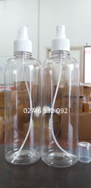 Chai Nhựa 500mL Thân Cao Vòi Van Trắng và Phun Sương Trắng Tiện Dụng