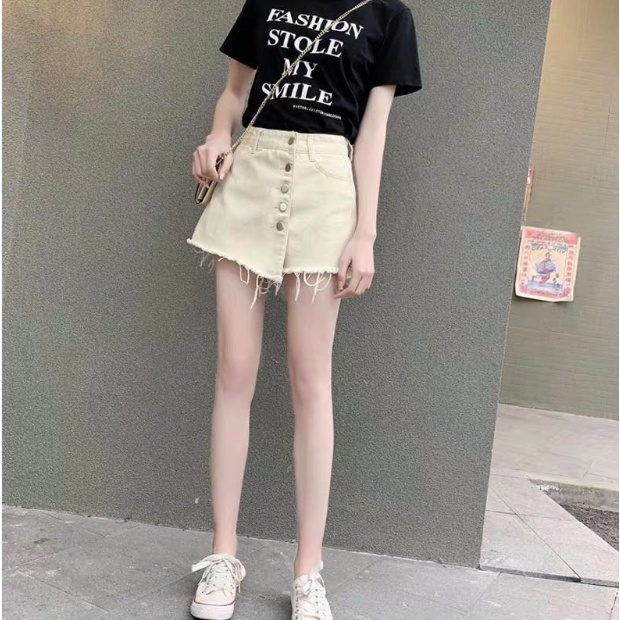 Quần short jean lưng cao thời trang Hàn Quốc tùy chọn màu sắc dành cho nữ