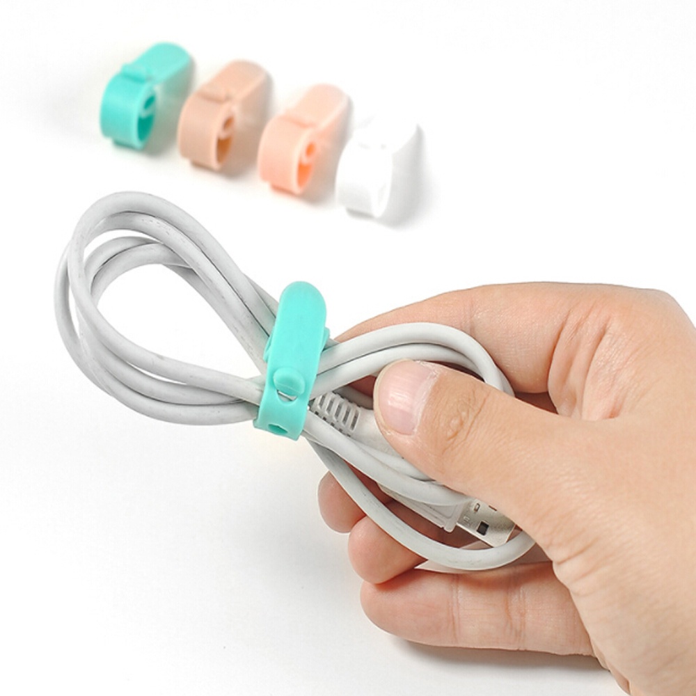 Set 4/8 Dụng Cụ Quấn Dây Cáp Tai Nghe Bằng Silicon Mềm Nhiều Màu Sắc