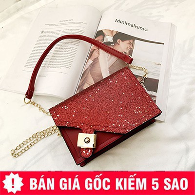 Túi Đeo Chéo Kim Tuyến Phối Dây Khóa Cá Tính