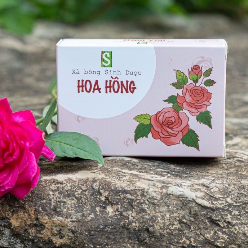 Xà Phòng Sinh Dược- Xà Bông Hoa Hồng( Rửa Mặt, Dưỡng Da, Thư giãn) 100gr