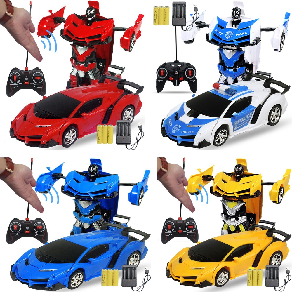 Xe ô tô điều khiển từ xa biến hình robot có sạc và pin