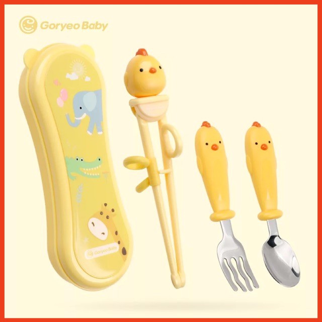 Bộ thìa dĩa đũa tập gắp GORYEO BABY HÀN QUỐC giúp bé tập ăn dặm