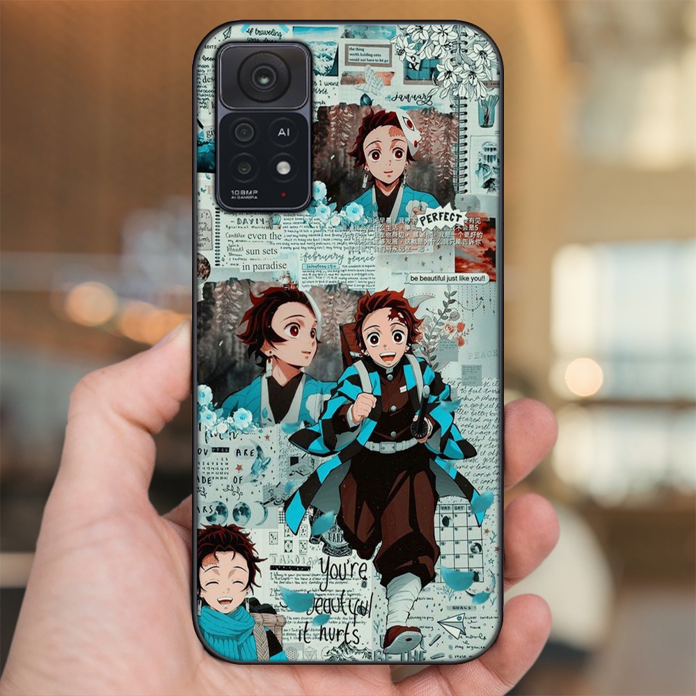 Ốp lưng Xiaomi Redmi Note 11 Pro 5G viền đen in hình Tanjiro Kimetsu No Yaiba
