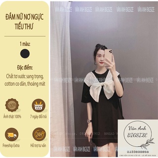 Áo Váy Đầm Cotton Nữ Tiểu Thư (Có Đầm Nữ Bigsize) Chất Tơ Xước Nổi Nơ Ngực Sang Trọng Nữ Tính Đi Tiệc