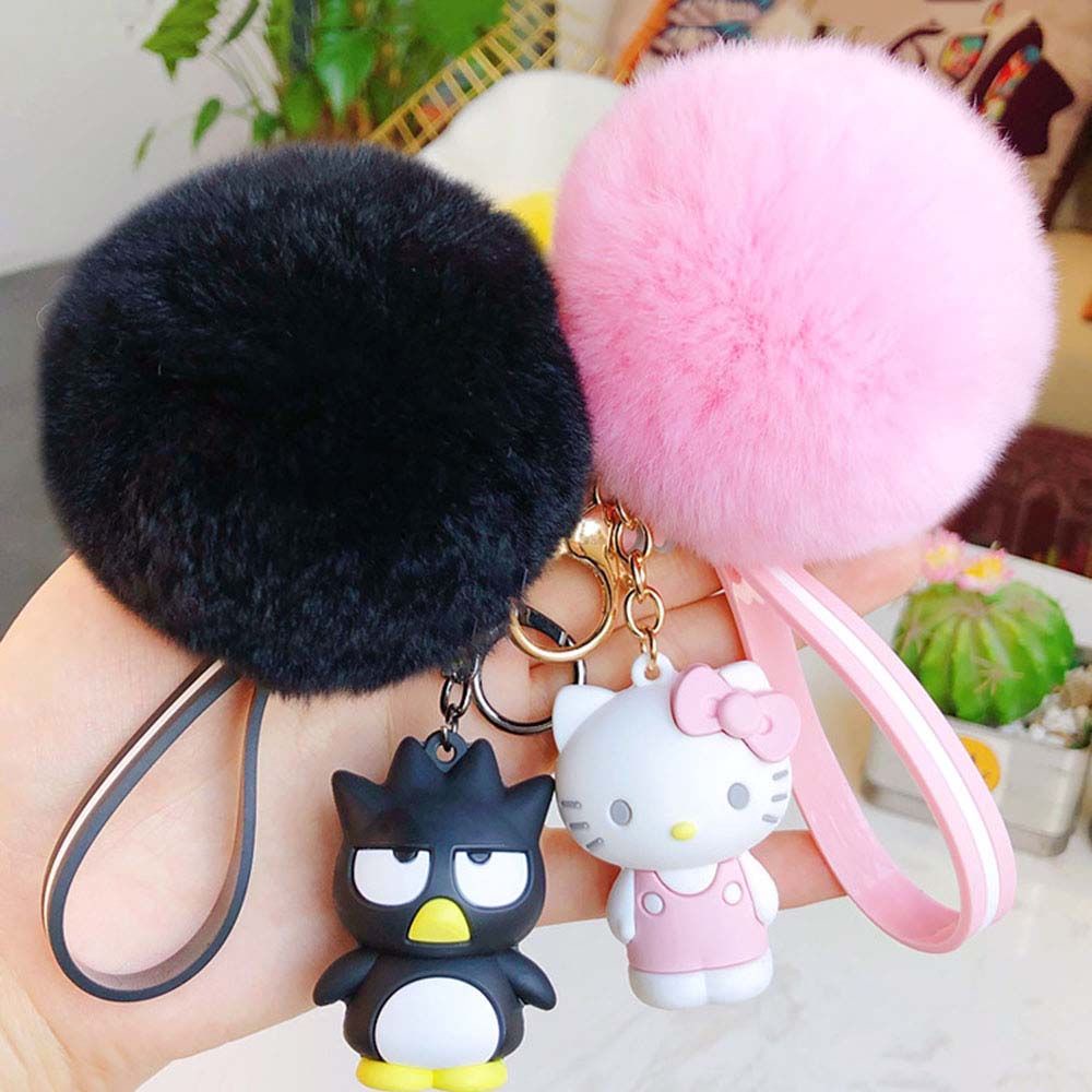 Móc khóa gắn bóng lông hình động vật dễ thương thời trang cho nữ