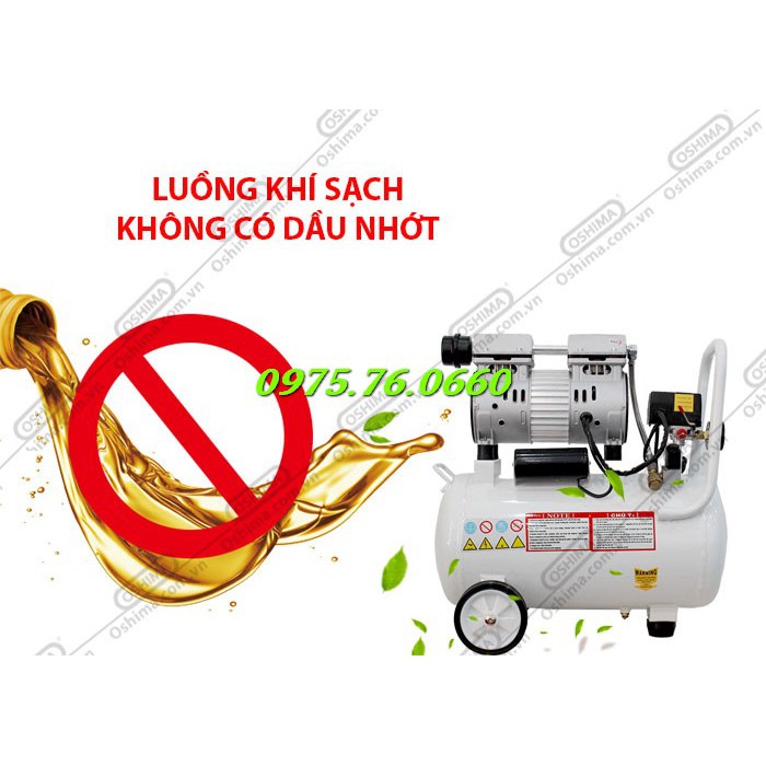 MÁY NÉN KHÍ KHÔNG DẦU GIẢM ÂM 2HP - MÁY NÉN KHÍ OSHIMA 24L KHÔNG DẦU - HÀNG CHÍNH HÃNG