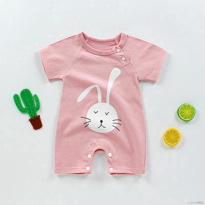 Jumpsuit Tay Ngắn Họa Tiết Hoạt Hình Đáng Yêu Dành Cho Bé