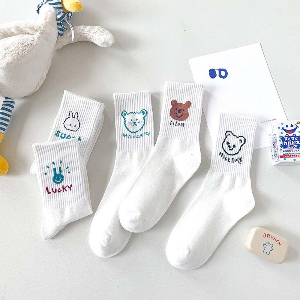 Đôi Vớ Thể Thao Phong Cách Hip Hop Harajuku Nhật Bản Họa Tiết Thỏ Cho Nữ