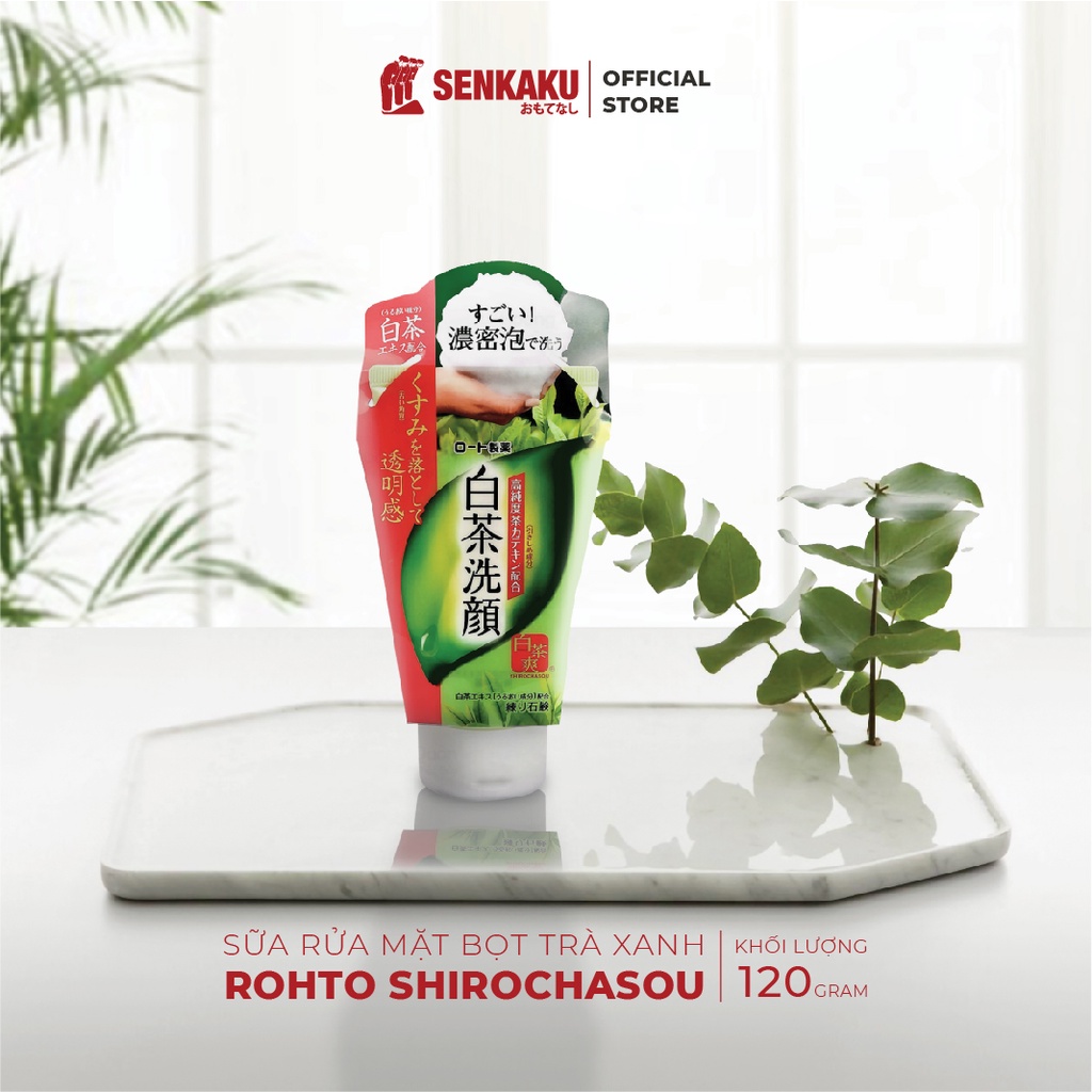 Sữa rửa mặt trà xanh Nhật Bản Rohto Shirochasou Green Tea Foam 120g Date tháng 4/2026