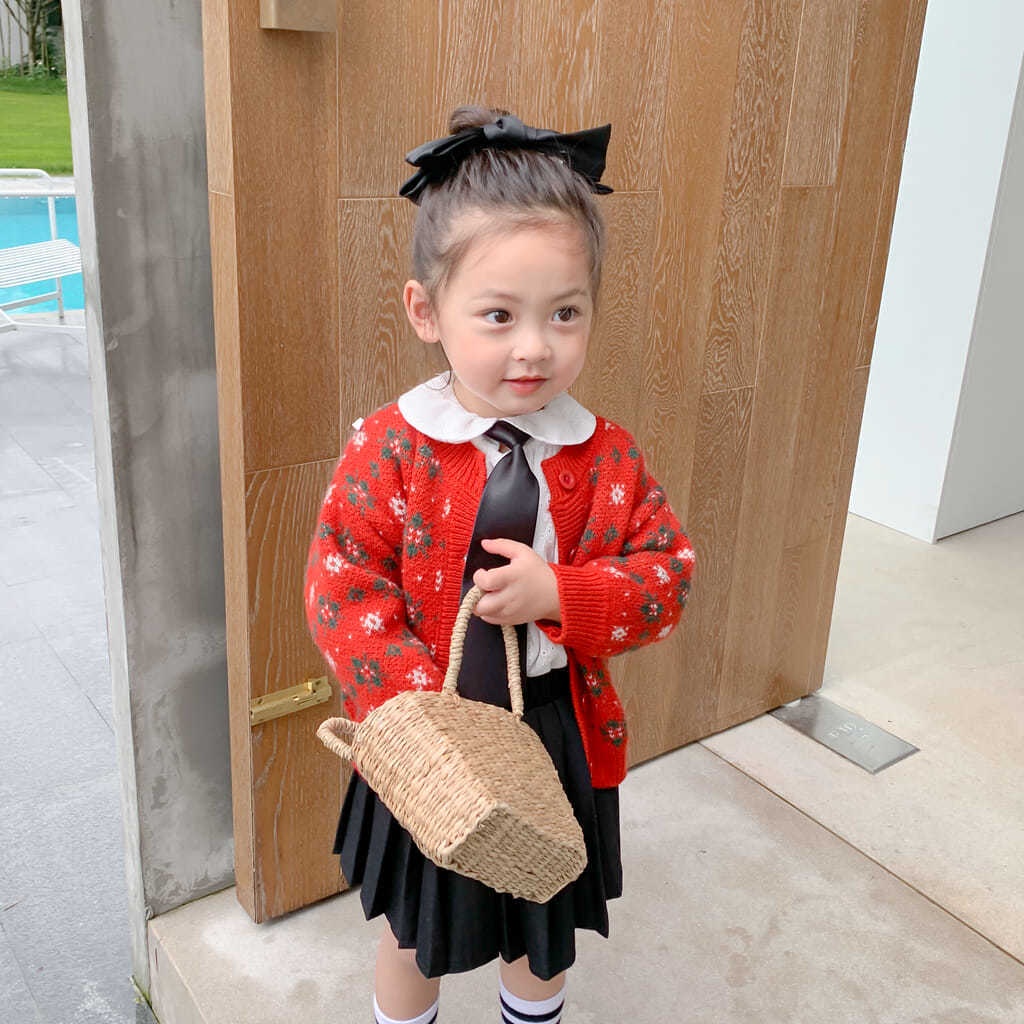 Áo khoác cardigan dệt kim phong cách xuân thu cho bé gái