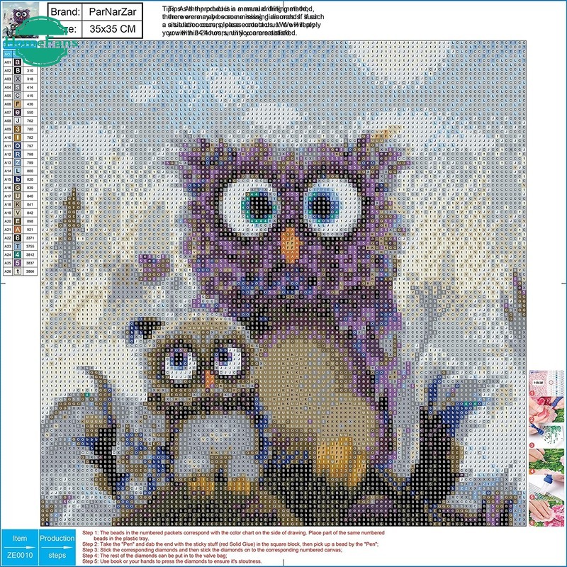 Set tranh đính đá tự làm DIY 5D hình cú mèo 30x30cm5d