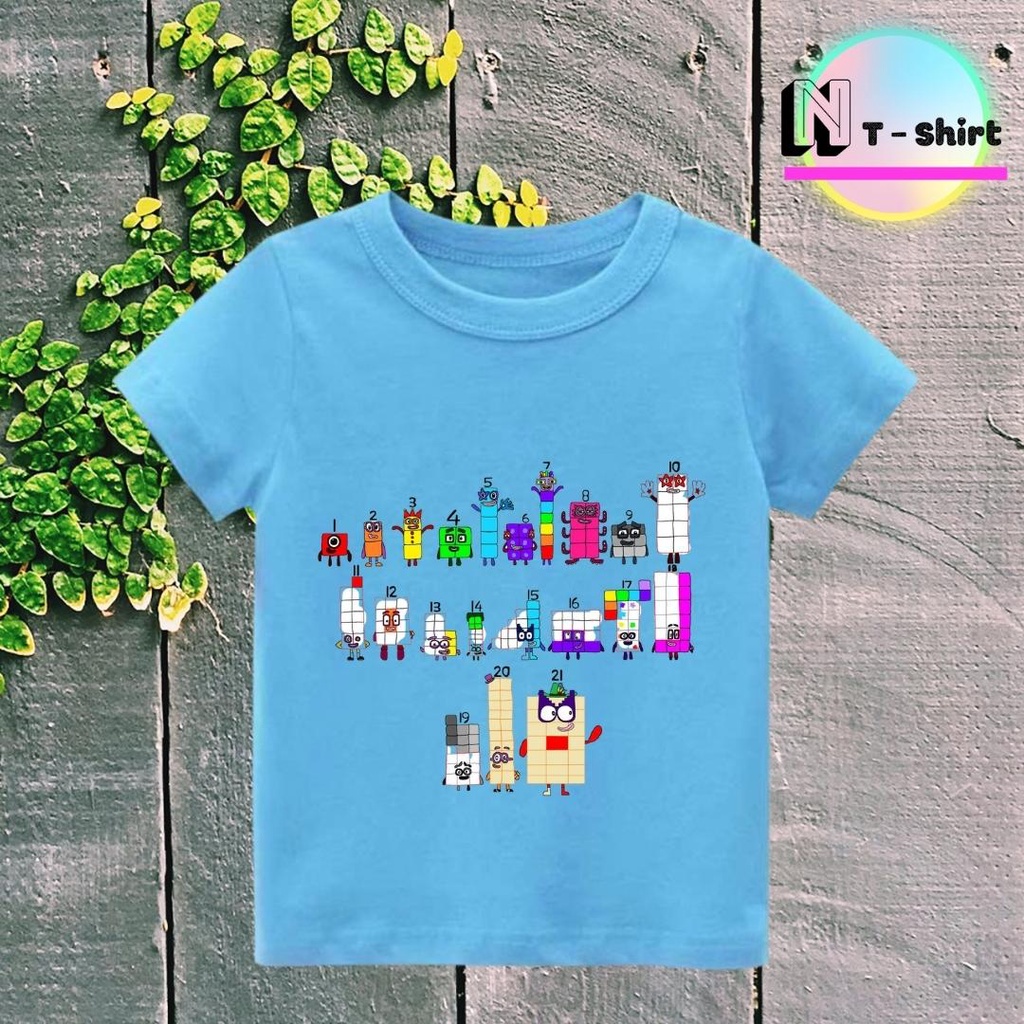 Áo thun cho bé trai và bé gái in hình hoạt hình Number Blocks dễ thương, chất liệu cotton mềm mịn thoáng mát NTShirt 09