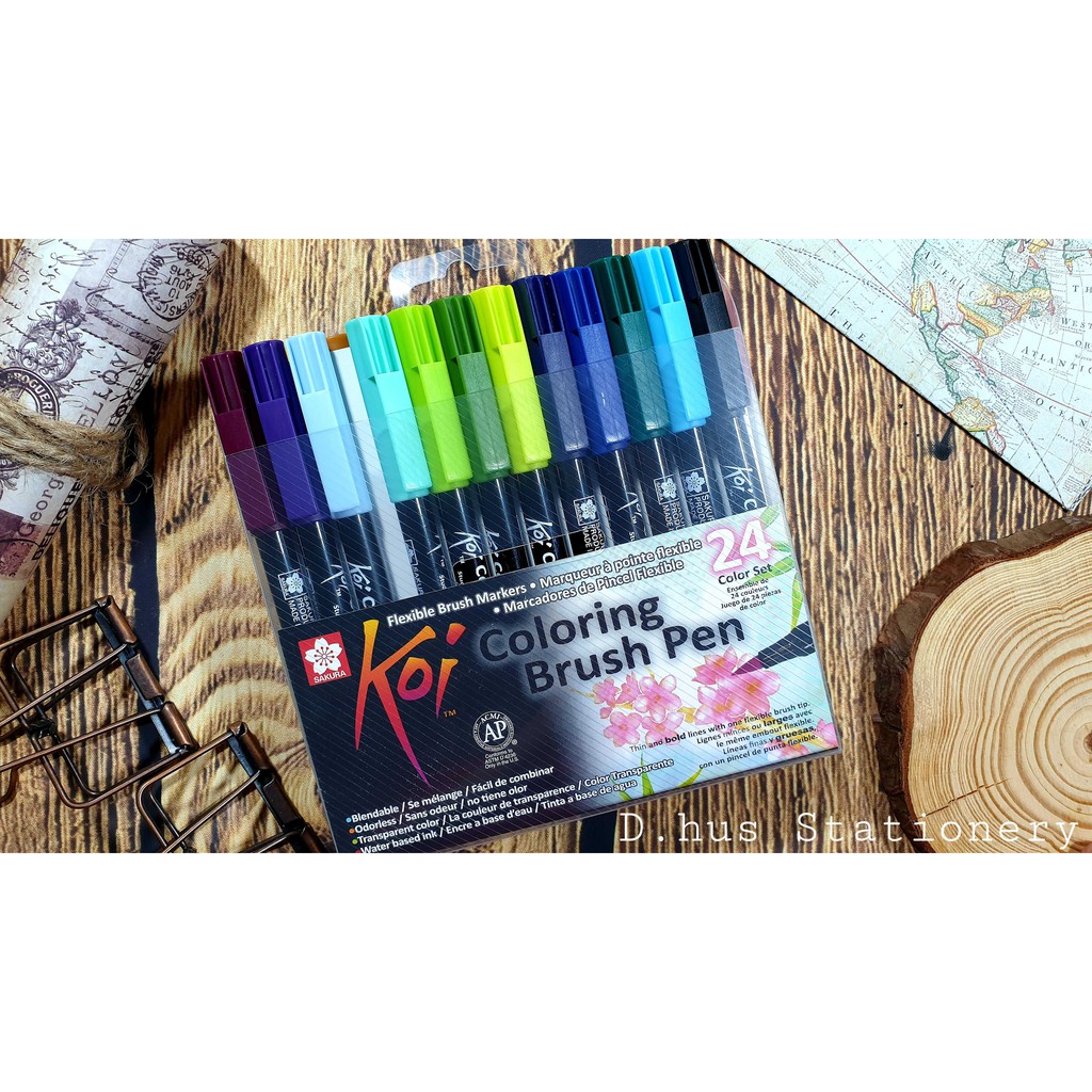 Bút Cọ Gốc Nước SAKURA Koi Brush Pens 12/24/48 màu