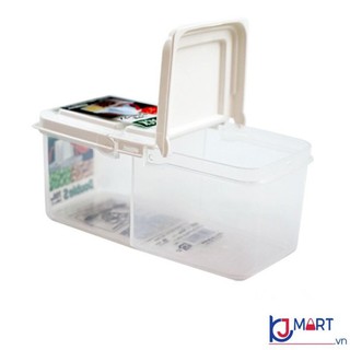 Hộp nhựa đựng thức ăn, thực phẩm chia 2 ngăn nắp rời cỡ to - Nhật Bản