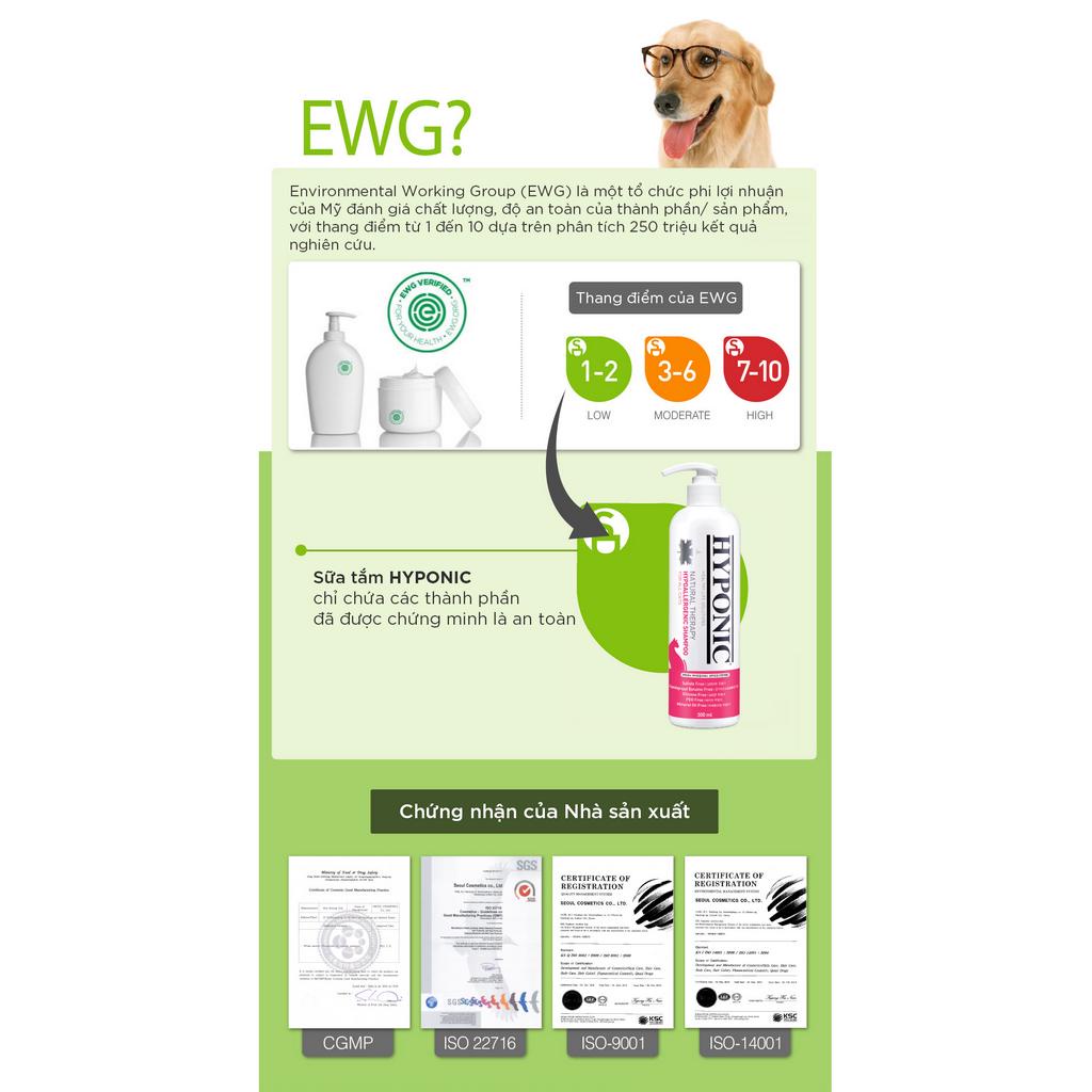 Sữa tắm cho mèo cao cấp HYPONIC Hypoallergenic, mùi thơm tinh tế từ thiên nhiên